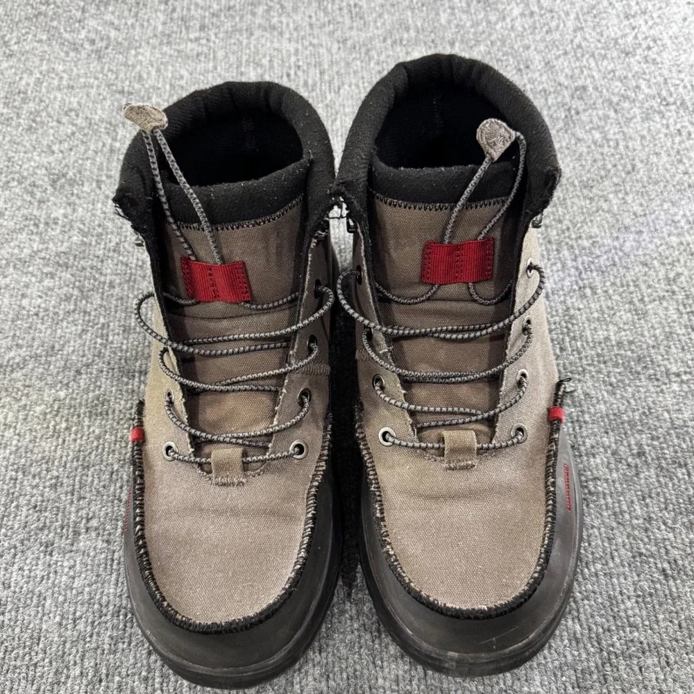 Hey Dude Scott Grip Mens Ankle Boots Gray Black Red Lightweight Canvas Boots